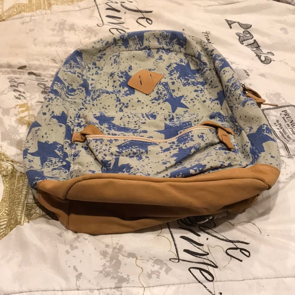 Soft leather and canvas backpack